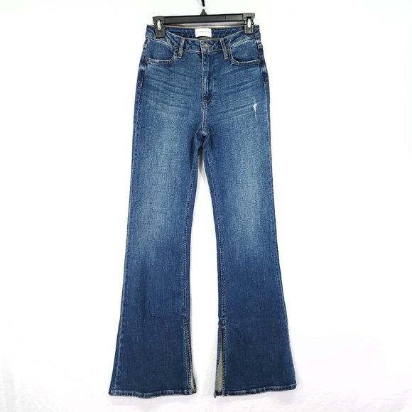 Oliver Logan The Russel Flare Denim Jeans Womens 25 Split Hem Distressed - Picture 1 of 15